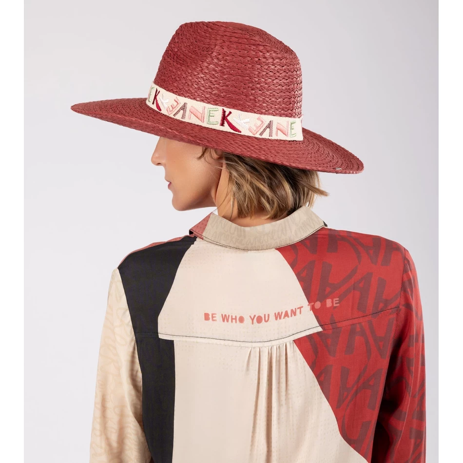 Anekke Terracotta Raffia Hoed