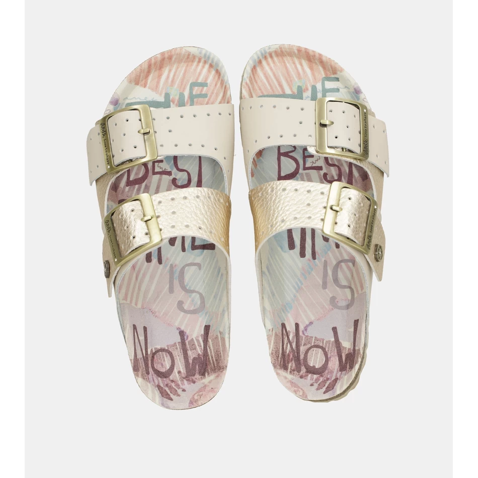 женские золотые био-сандалии Anekke