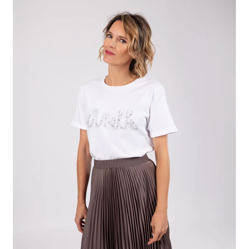 Anekke Bleščeča Bela Majica