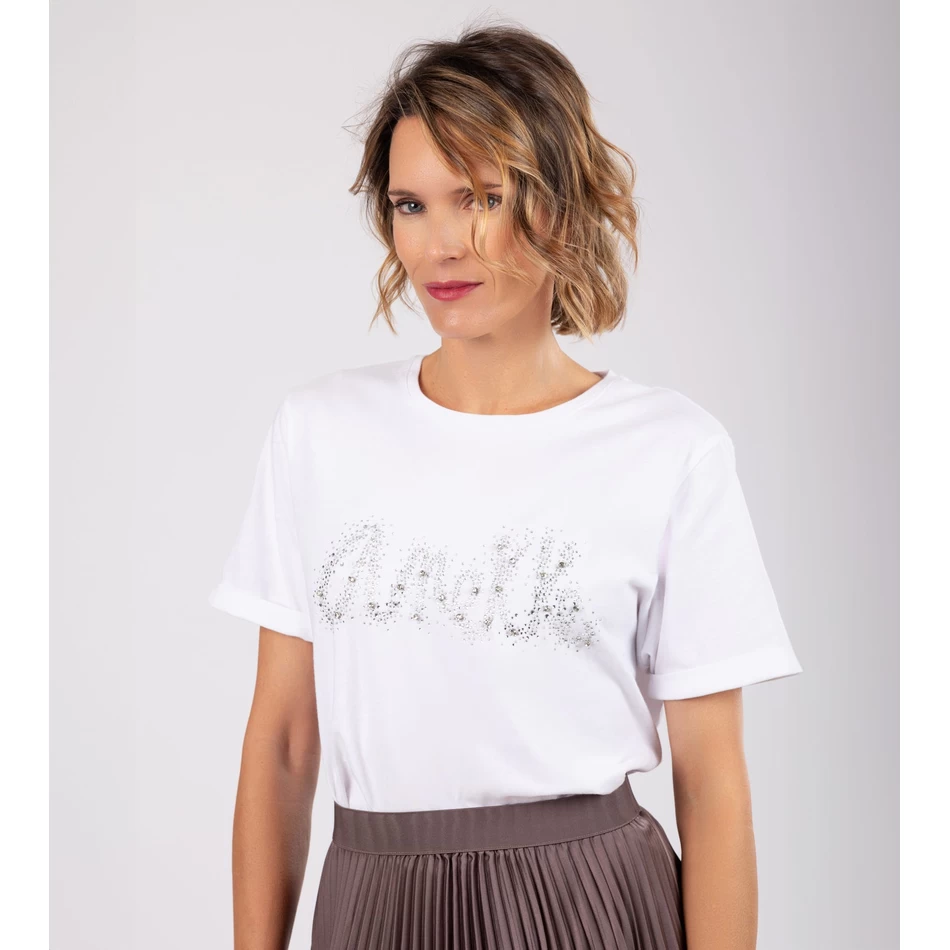 Anekke Bleščeča Bela Majica