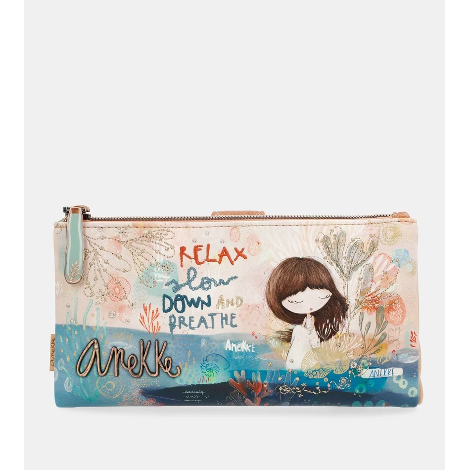 Anekke 地中海 ラージ フレキシブル ファブリック ウォレット