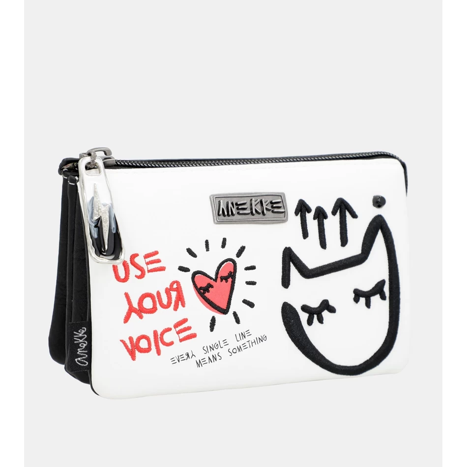 Anekke White triple compartment purse Energy