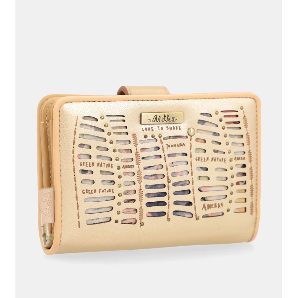 Anekke Nature Pachamama gold medium RFID wallet