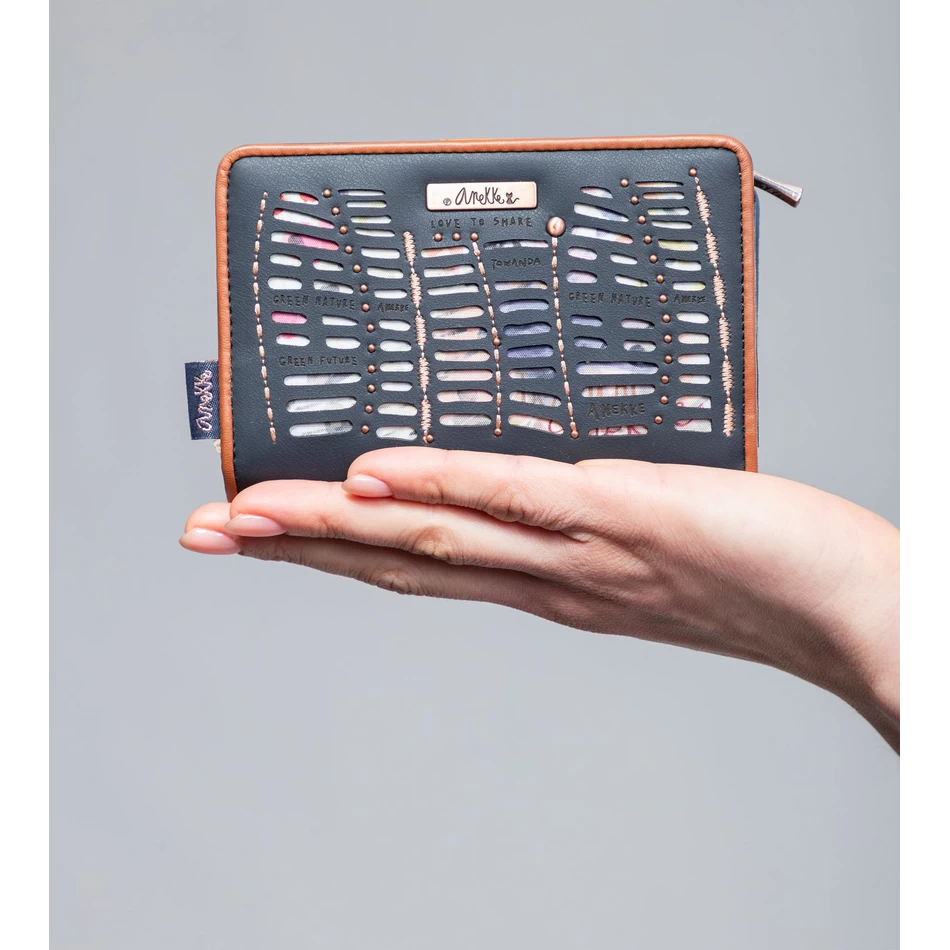 Anekke Nature Pachamama Medium Rfid Portemonnee Marineblauw