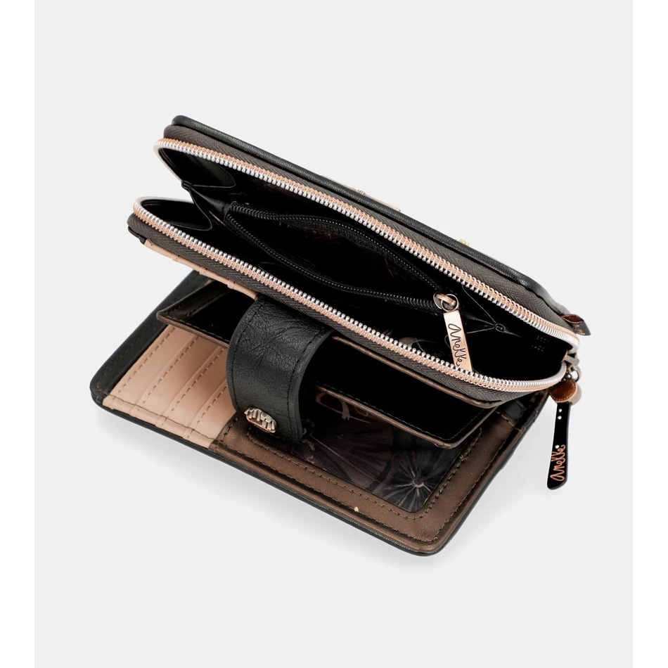 Anekke Shōen среден черен портфейл с Rfid