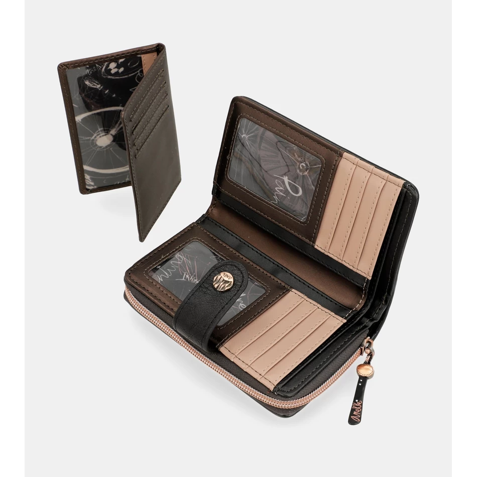 Anekke Shōen среден черен портфейл с Rfid