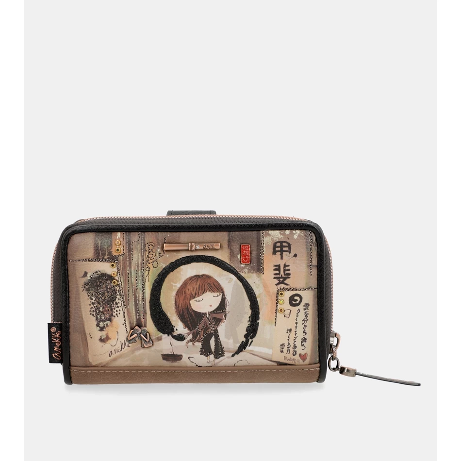 Anekke Shōen среден черен портфейл с Rfid