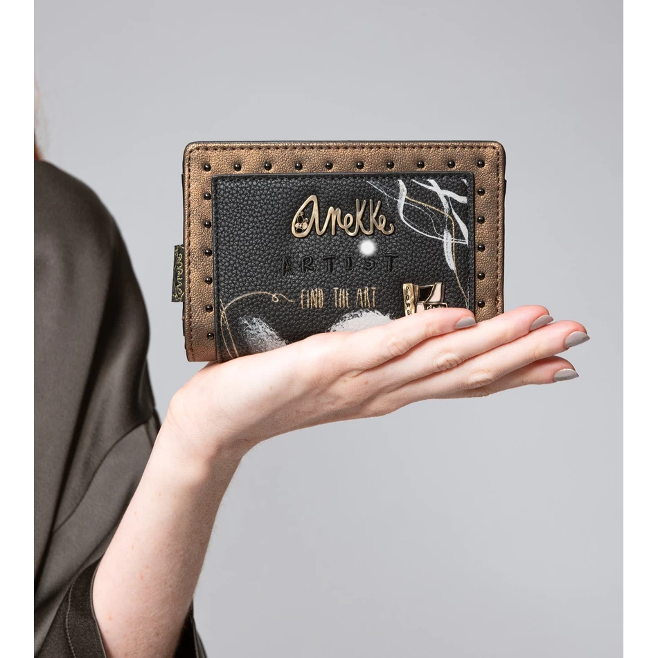 Anekke Nature Shodō Fekete Rugalmas Rfid Pénztárca