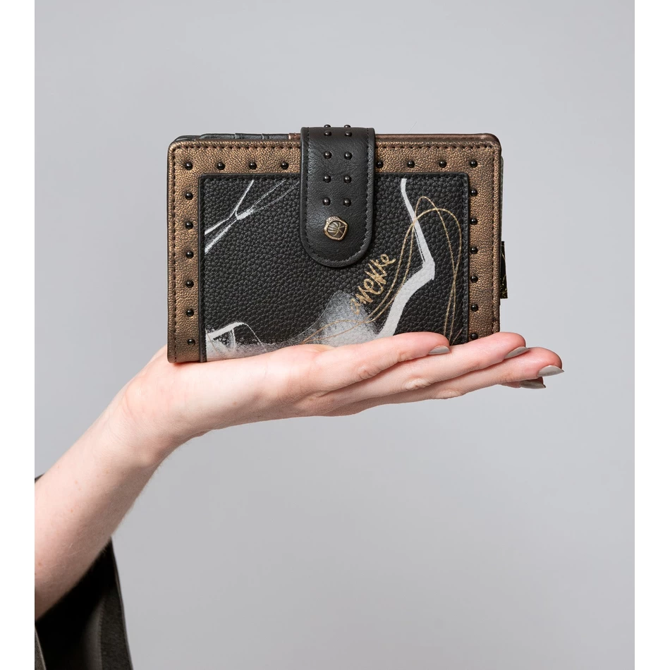 Anekke Nature Shodō Fekete Rugalmas Rfid Pénztárca