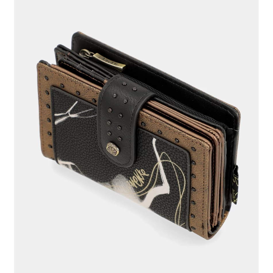 Anekke Nature Shodō Fekete Rugalmas Rfid Pénztárca