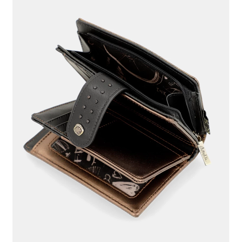 Anekke Nature Shodō Fekete Rugalmas Rfid Pénztárca