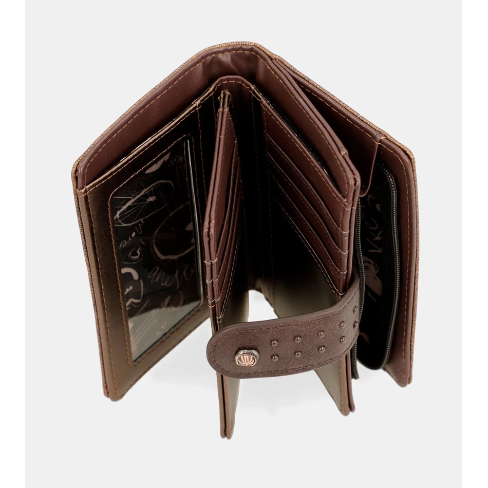 Anekke Nature Shodō Bruine Flexibele Rfid-portemonnee