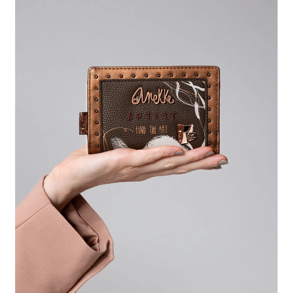 Anekke Nature Shodō Bruine Flexibele Rfid-portemonnee