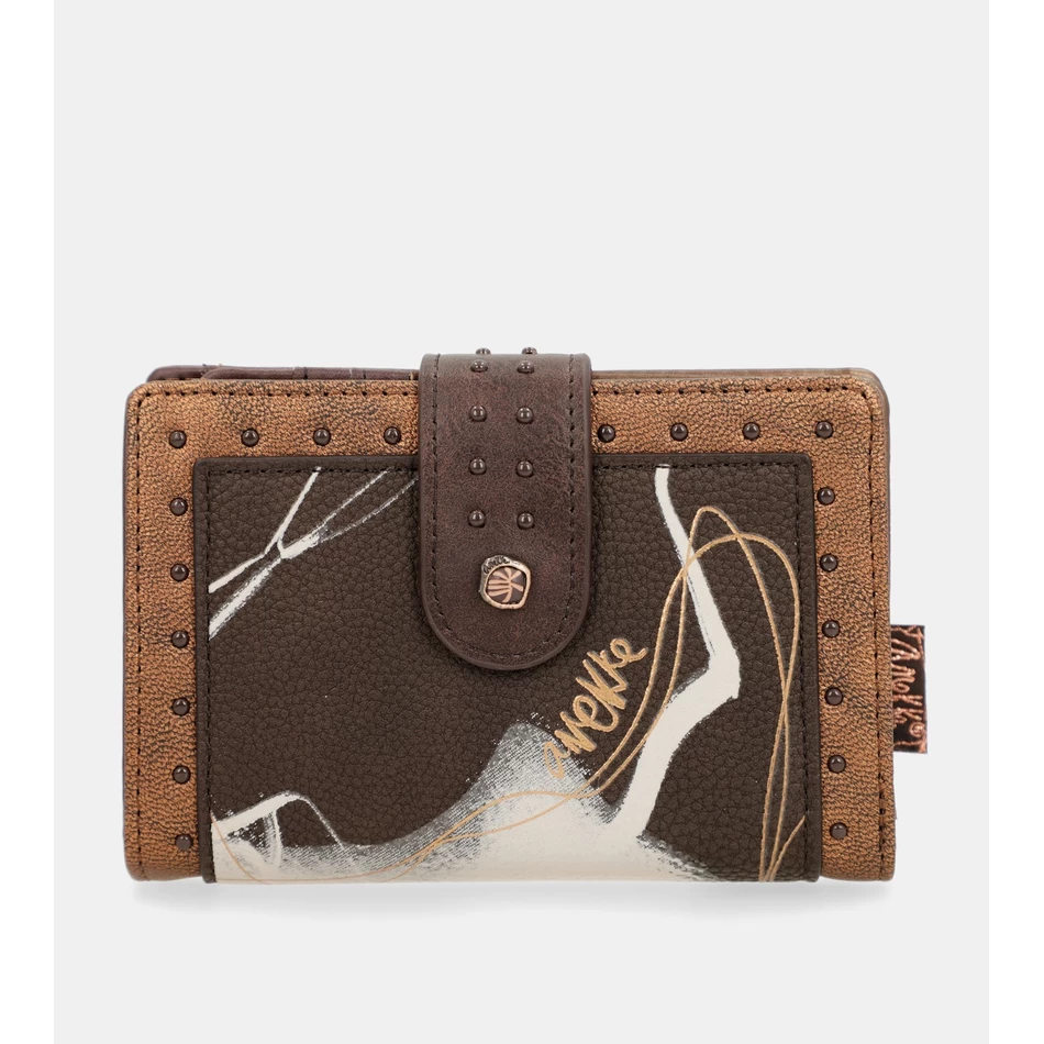 Anekke Nature Shodō Bruine Flexibele Rfid-portemonnee