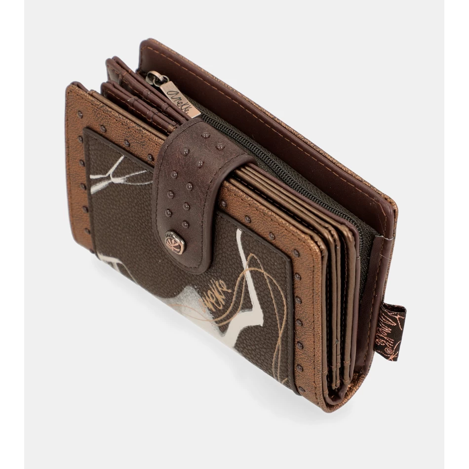 Anekke Nature Shodō Bruine Flexibele Rfid-portemonnee