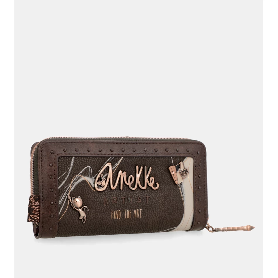 Anekke Nature Shodō Grote Bruine Rfid Portemonnee Nature Shodō