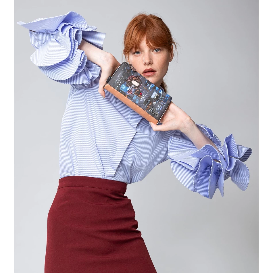 محفظة Anekke المعاصرة الكبيرة والمرنة بتقنية تحديد الهوية بموجات الراديو