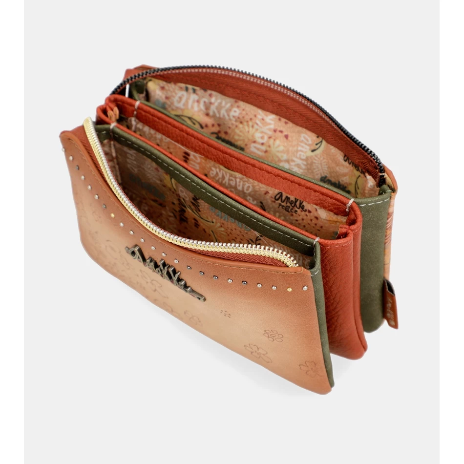 Anekke çiçekli 3 Bölmeli Bozuk Para Cüzdanı