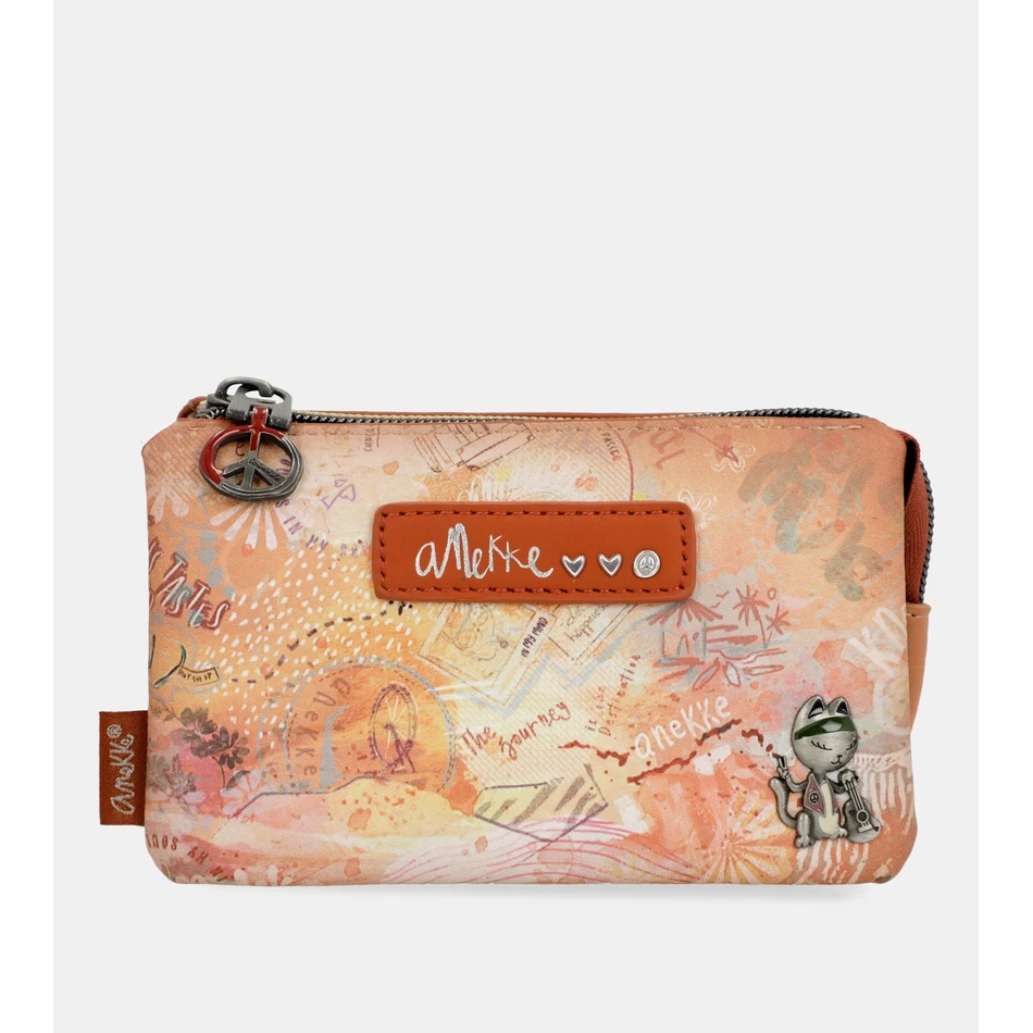 Anekke çiçekli 3 Bölmeli Bozuk Para Cüzdanı