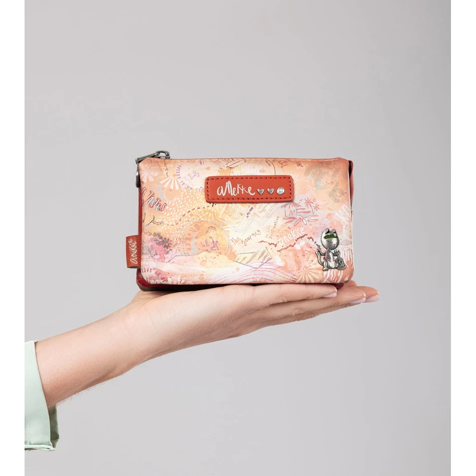 Anekke çiçekli 3 Bölmeli Bozuk Para Cüzdanı