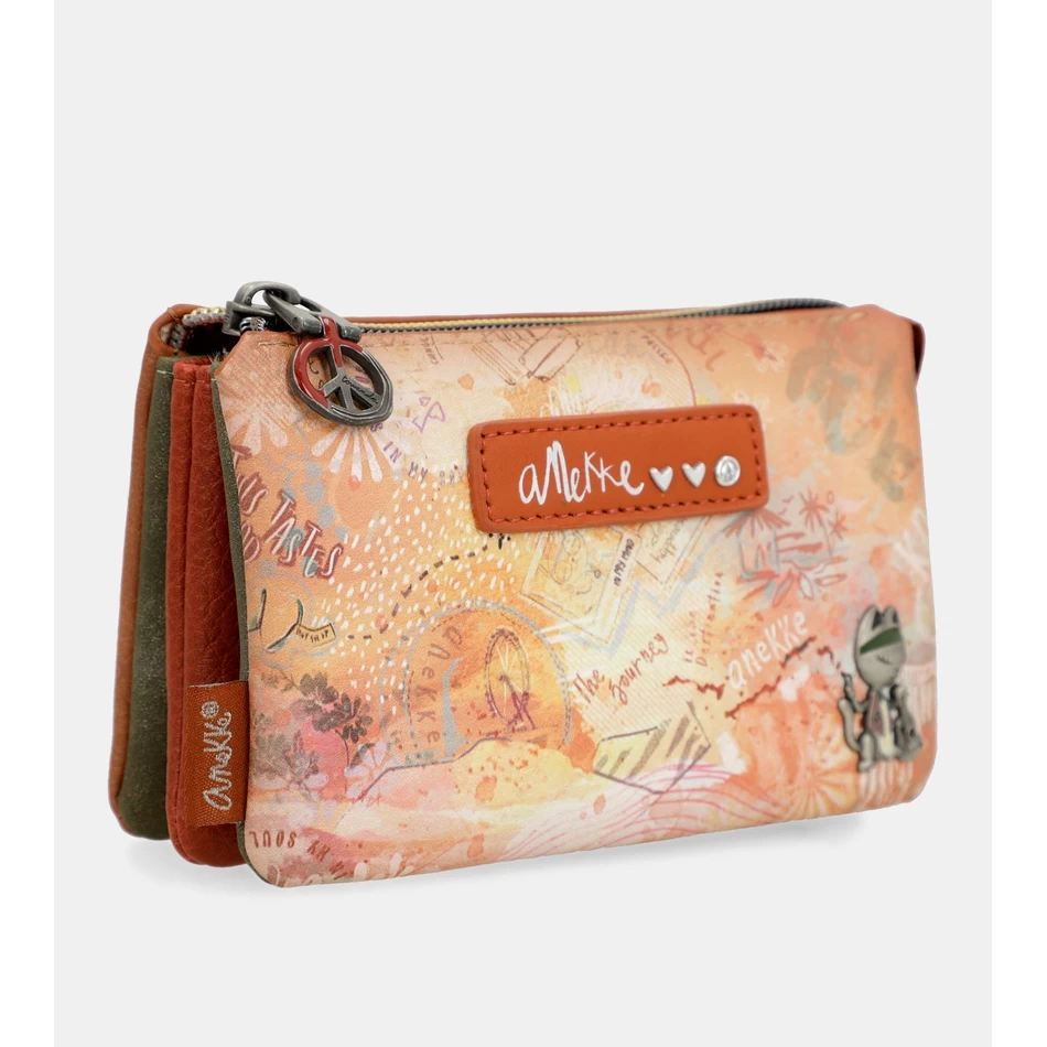 Anekke çiçekli 3 Bölmeli Bozuk Para Cüzdanı