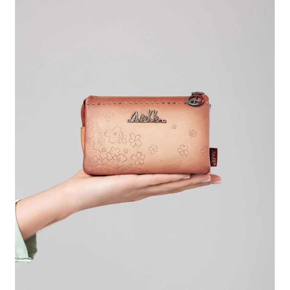 Anekke çiçekli 3 Bölmeli Bozuk Para Cüzdanı