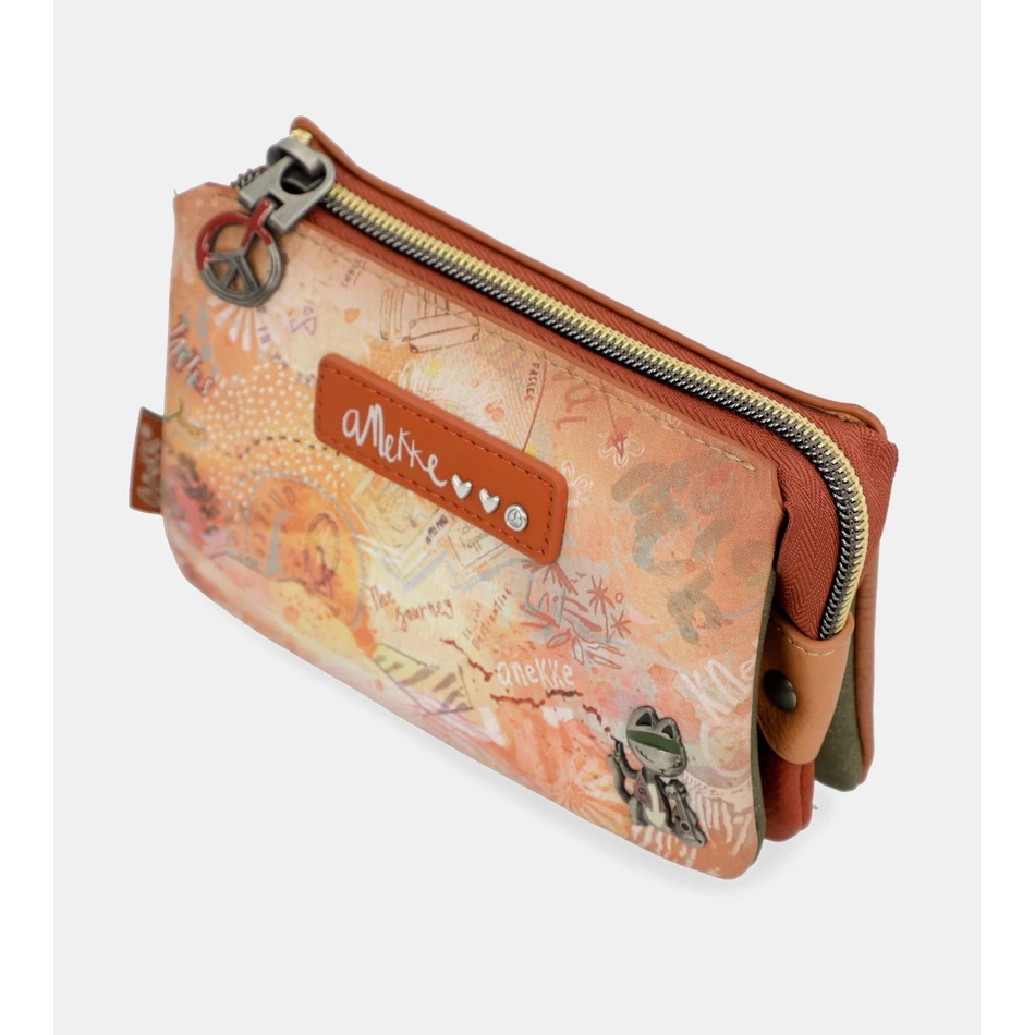 Anekke çiçekli 3 Bölmeli Bozuk Para Cüzdanı