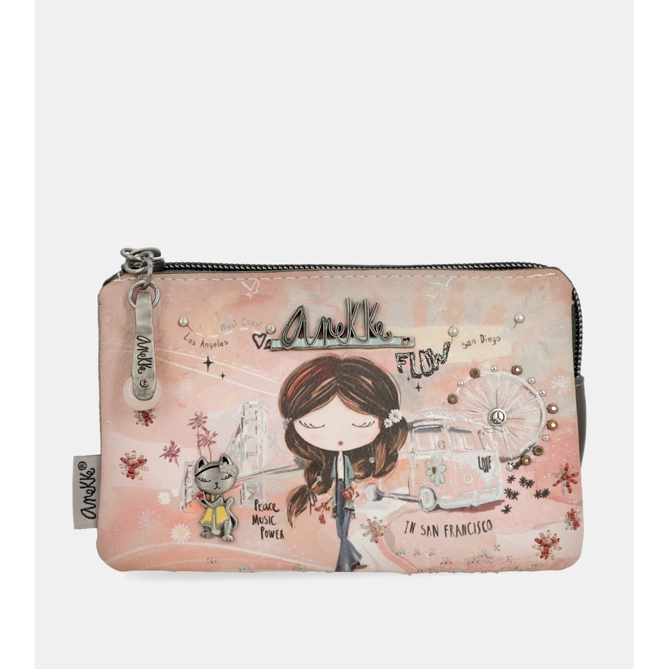 Anekke Peace & Love Roze Portemonnee Met 3 Vakken