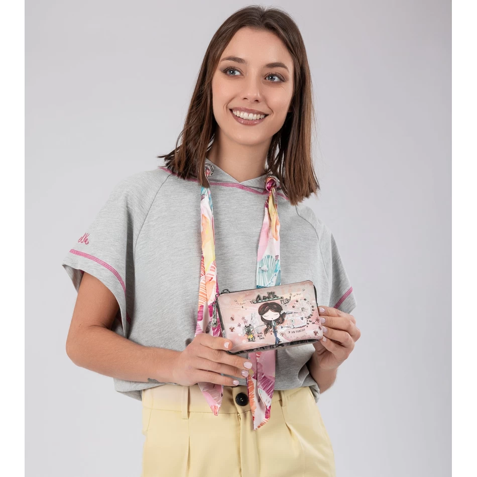 Anekke Peace & Love Roze Portemonnee Met 3 Vakken