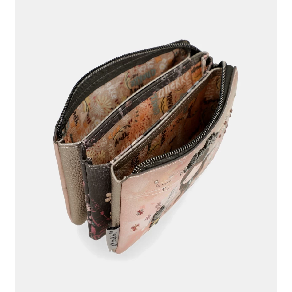 Anekke Peace & Love Roze Portemonnee Met 3 Vakken