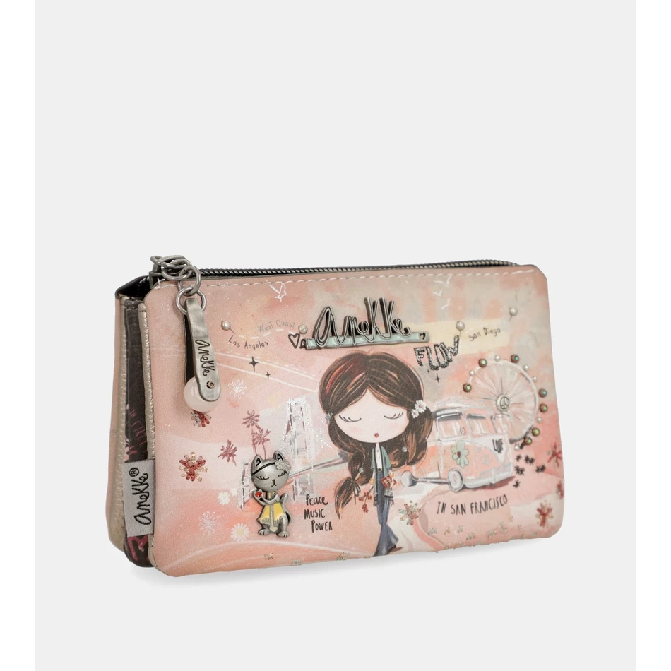 Розово портмоне за монети с 3 отделения Anekke Peace & Love