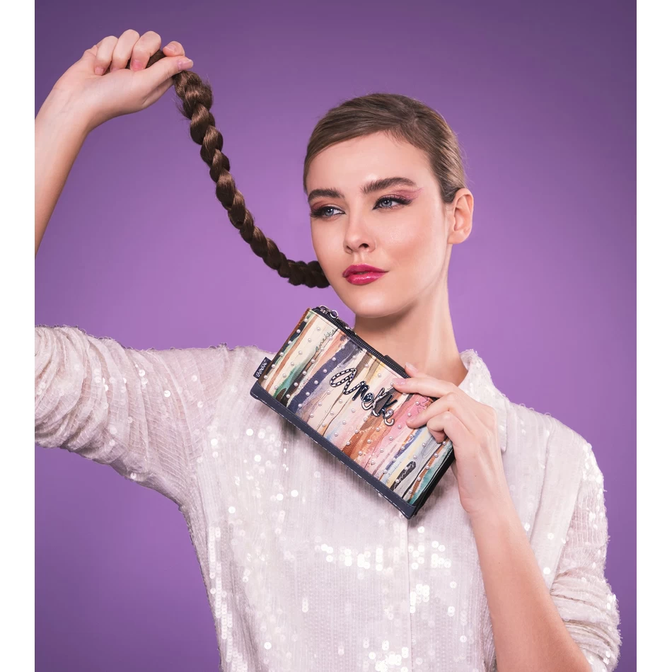 анекке студио тамноплави флексибилни велики рфид новчаник