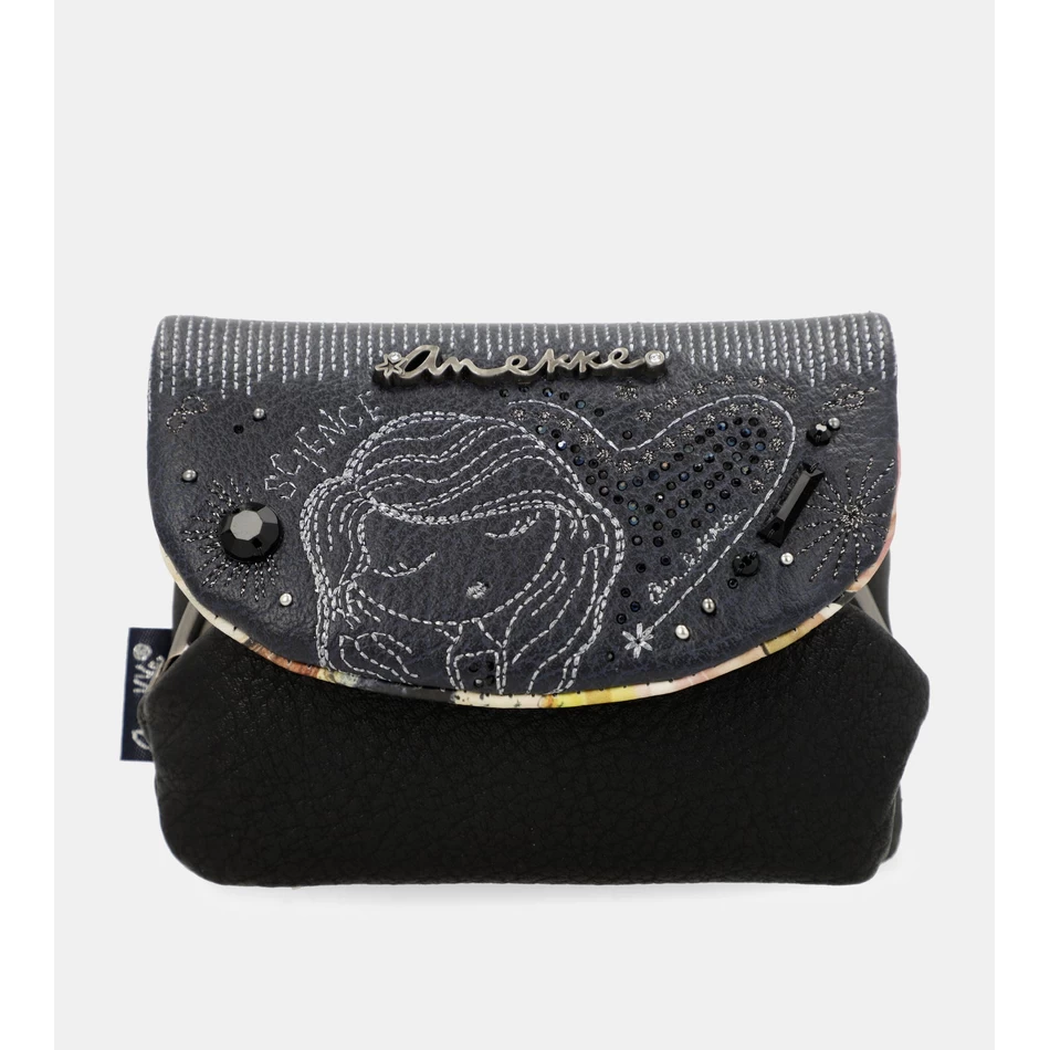 анекке студио тамноплава торбица за новчиће са поклопцем