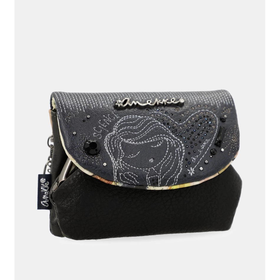 Anekke Studio محفظة عملات معدنية باللون الأزرق الداكن مع غطاء