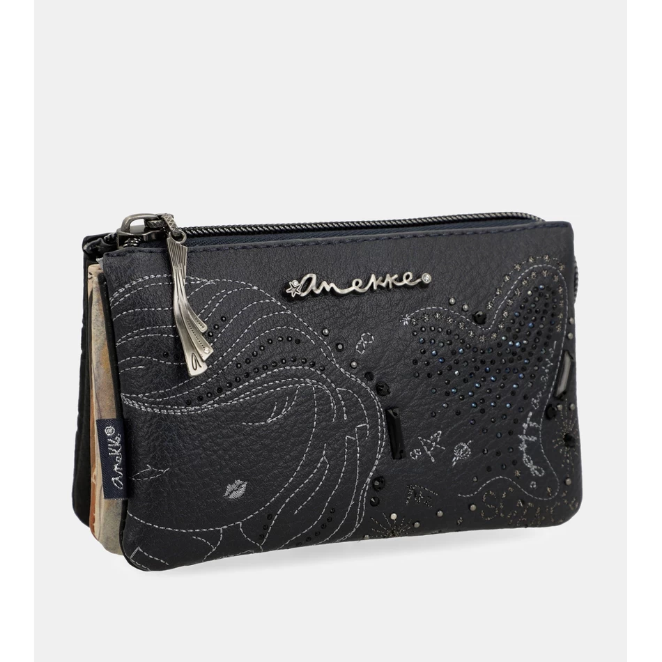 Anekke Studio тъмносиньо портмоне с три монети